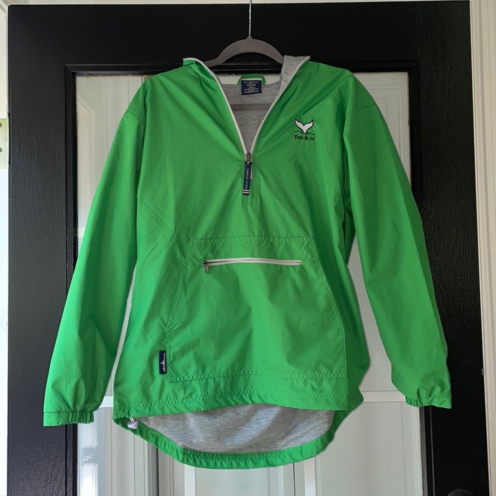 Green raincoat/wind breaker. Size small.